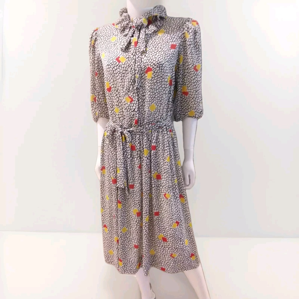 NEIMAN MARCUS CASTLEBERRY Dress  Multicolored  Size 14 Vintage Shoulder Pads